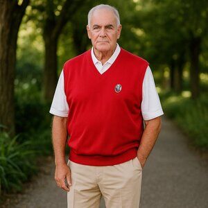 ROBERT BRYAN of PORT ROYAL Virginia Golf Vest Red XL Big Foot CC Old Money Prepp